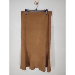 Faux Suede Camel Midi Skirt Prairie Western Muted Neutral Casual Chic Fall | 12